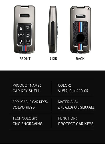 SANRILY Luminous 6 Button Key Fob Cover Case Fit for Volvo 2017 2018 S60 S80 V40 V60 V70 XC60 XC70 Keyless with Keychain Black