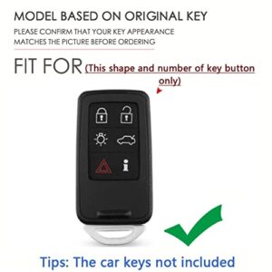 SANRILY Luminous 6 Button Key Fob Cover Case Fit for Volvo 2017 2018 S60 S80 V40 V60 V70 XC60 XC70 Keyless with Keychain Black