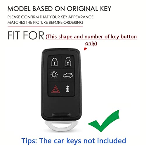 SANRILY Luminous 6 Button Key Fob Cover Case Fit for Volvo 2017 2018 S60 S80 V40 V60 V70 XC60 XC70 Keyless with Keychain Black