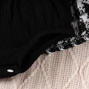 Mubineo Baby Girl Spring Fall Clothes Outfits Long Sleeve Lace Floral Romper Dress Newborn Outfit (Qbc Black White, 3-6 Months)