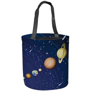 Fubido Solar Planets,Large Halloween Tote Bag,Solar System Planets and The Sun,Reusable Bag for Trick or Treating,Grocery Shopping and More,Multicolor