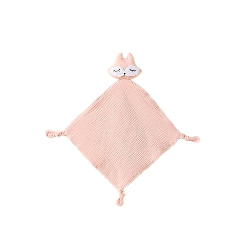 FOMAISELF Baby Comforting Security Blanket, Baby Sleeping Toy Soft Baby Comforter Toy, Soft Cotton Muslin Baby Comfort Blanket for Girls Boys Newborn Infant, Pink