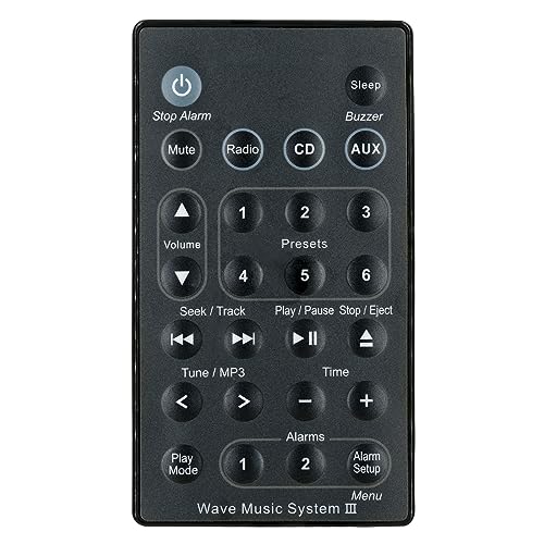 Replaced Remote Control Compatible with Bose Wave Music System I II III Wave Music Radio/CD AWRCC1 AWRCC2 AWRCC3 (Black)