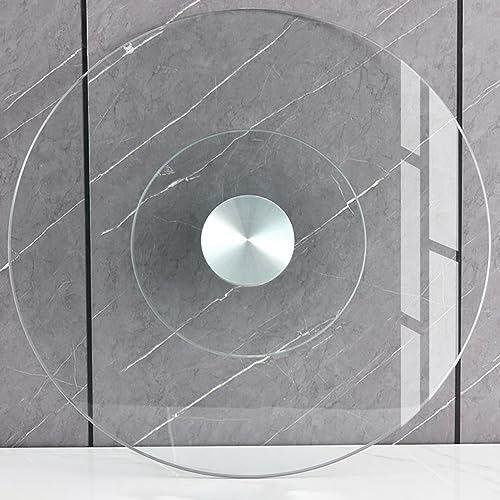 BBAUER Turntable Lazy Susan, Glass Turntable for Dining Table, with Aluminum Alloy Bearing, Smooth Swivel, for Kitchen Dining, Parties, Wedding