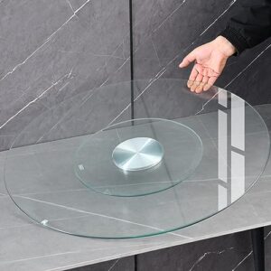 BBAUER Turntable Lazy Susan, Glass Turntable for Dining Table, with Aluminum Alloy Bearing, Smooth Swivel, for Kitchen Dining, Parties, Wedding