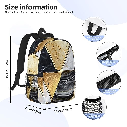 QQLADY Geometric Marble Travel Backpack for Women Men Carry On Backpack Water Resistant 15inch Laptop Backpack Hiking Casual Bag Backpack