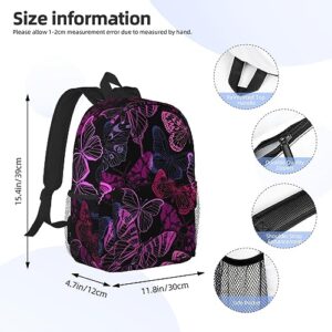 QQLADY Pink Butterfly Travel Backpack for Women Men Carry On Backpack Water Resistant 15inch Laptop Backpack Hiking Casual Bag Backpack