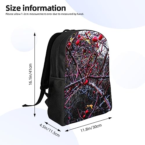 QQLADY Rose Hip Plant Berries Travel Backpack for Women Men Carry On Backpack Waterproof 15.6inch Laptop Backpack Hiking Casual Bag Backpack