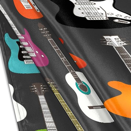 Music Pattern with Guitar Satin Pillow Cases Silk Satin Pillowcase for Hair and Skin Standard Set of 2 Super Soft Silk Pillowcase with Envelope Closure (20x26 in)