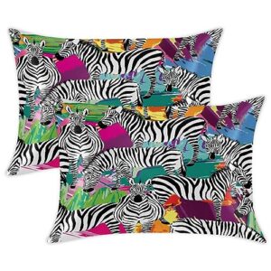 zebra animal pattern satin pillow cases silk satin pillowcase for hair and skin standard set of 2 super soft silk pillowcase with envelope closure (20x26 in)
