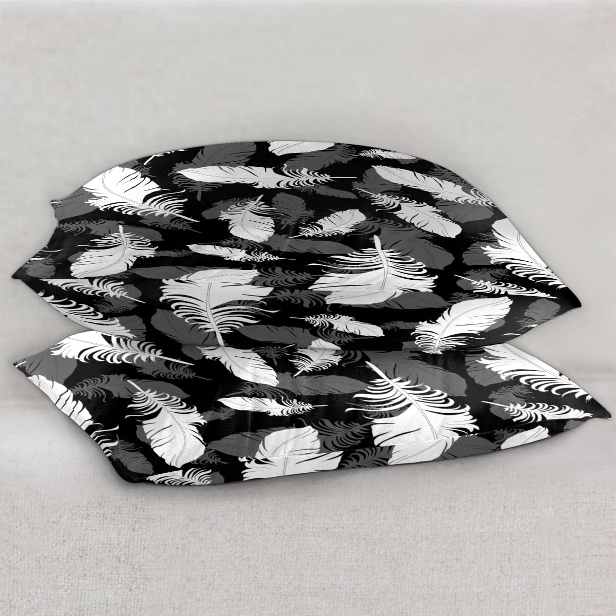 Bird Feather Pattern Satin Pillow Cases Silk Satin Pillowcase for Hair and Skin Standard Set of 2 Super Soft Silk Pillowcase with Envelope Closure (20x26 in)