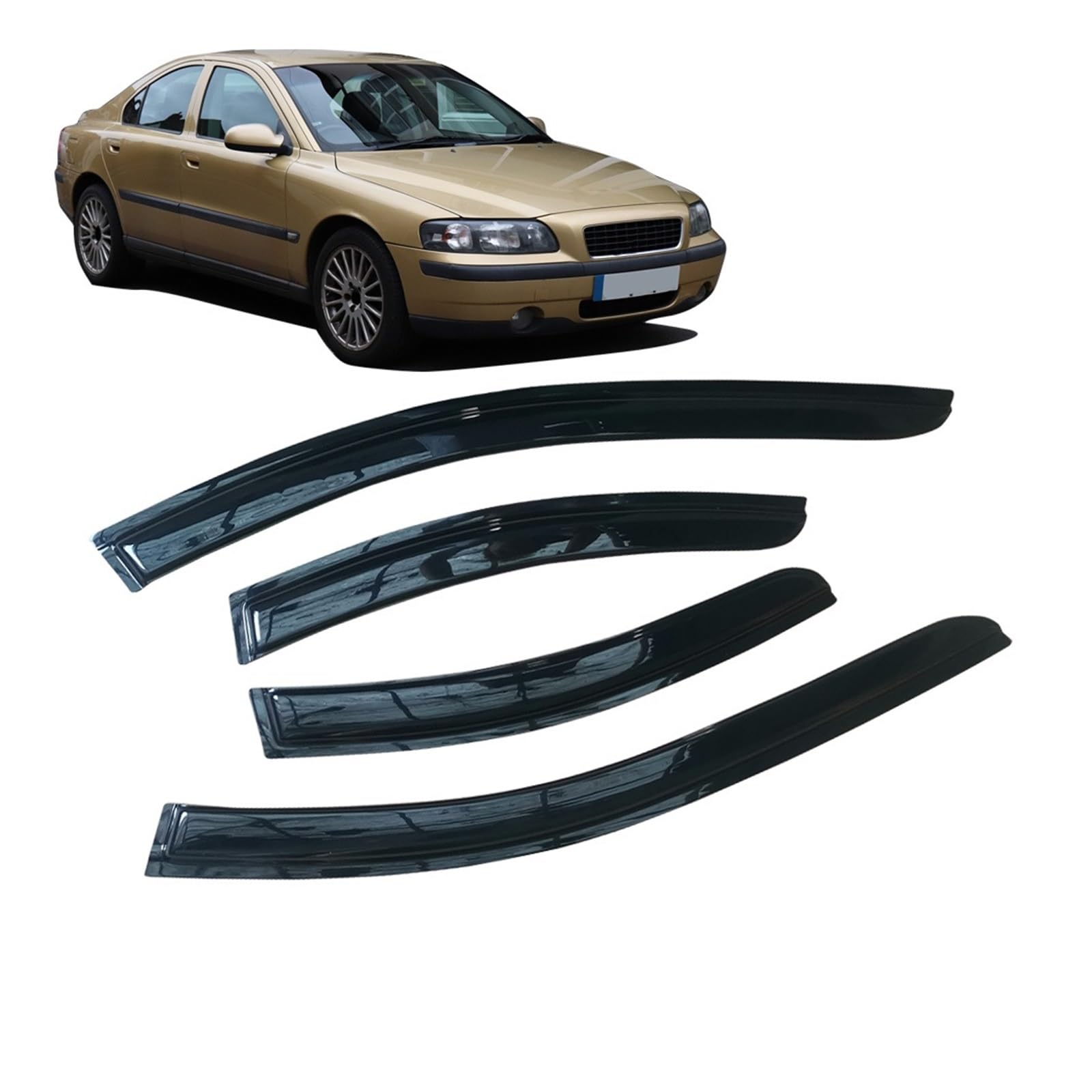 Car Side Window Visor Sun Rain Guard Shade Shield Shelter Protector Cover Frame Sticker Accessories Compatible with Volvo S40 S60 S70 S80 (Color : Compatible with S60 2000-2011)