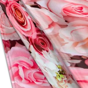 Flower Pink Roses Satin Pillow Cases Silk Satin Pillowcase for Hair and Skin Standard Set of 2 Super Soft Silk Pillowcase with Envelope Closure (20x26 in)