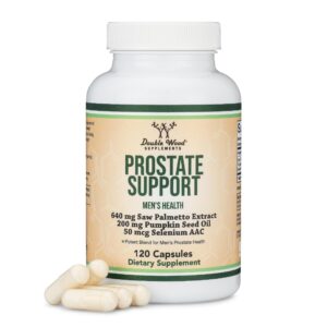 prostate support supplement for men's health (120 capsules) one serving per day for 30 days supports prostate function and urinary control (saw palmetto, pumpkin seed oil, selenium) by double wood