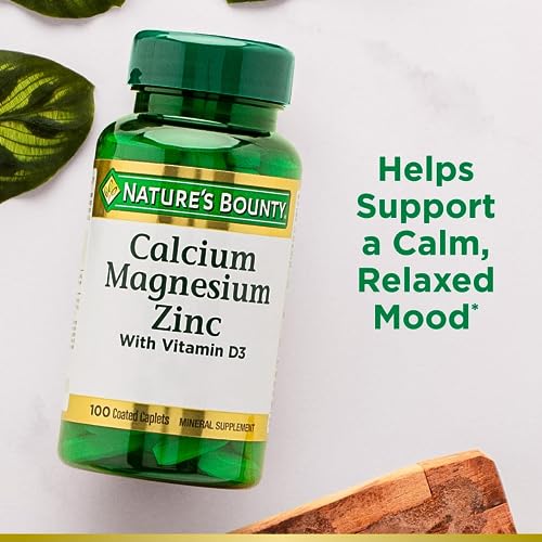 Nature's Bounty Calcium Magnesium Zinc with Vitamin D3 Caplets - 100 Count - Bonus: AM-PM Small Pocket Mini Pill Case