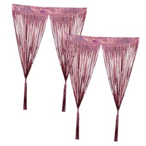 Rose Gold Tinsel Curtains 8 pcs rain Curtain Wedding Drapes Tassel Curtain Fringe Trim Metallic Tinsel Backdrop Disco Party Decorations The pet Baby Shower Decorations Prom