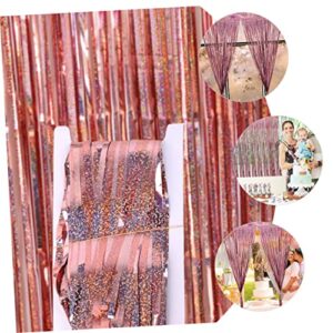 Rose Gold Tinsel Curtains 8 pcs rain Curtain Wedding Drapes Tassel Curtain Fringe Trim Metallic Tinsel Backdrop Disco Party Decorations The pet Baby Shower Decorations Prom