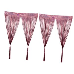 Rose Gold Tinsel Curtains 8 pcs rain Curtain Wedding Drapes Tassel Curtain Fringe Trim Metallic Tinsel Backdrop Disco Party Decorations The pet Baby Shower Decorations Prom