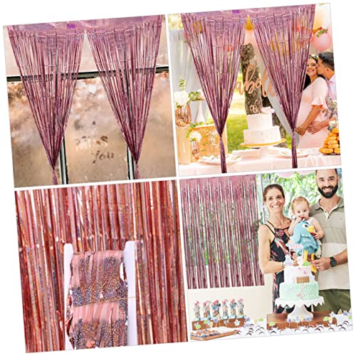 Rose Gold Tinsel Curtains 8 pcs rain Curtain Wedding Drapes Tassel Curtain Fringe Trim Metallic Tinsel Backdrop Disco Party Decorations The pet Baby Shower Decorations Prom