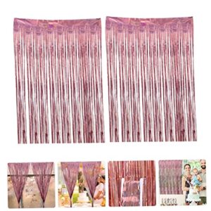 Rose Gold Tinsel Curtains 8 pcs rain Curtain Wedding Drapes Tassel Curtain Fringe Trim Metallic Tinsel Backdrop Disco Party Decorations The pet Baby Shower Decorations Prom