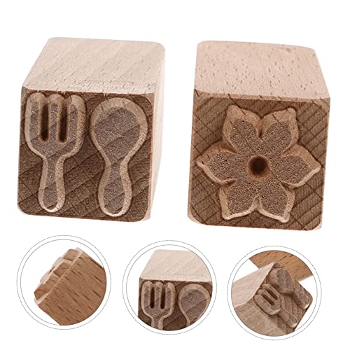 COHEALI 10 Pcs Seal Wood Crafts Fondant molds Scrapbooking Tools for Crafts Holiday Decorative Rubber Stamp Cake Decorating Tools Practical Wooden stampers Cake Stamper Wooden Cake Stamps