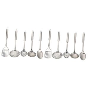 yarnow 2 sets stainless steel kitchenware spatula stainless steel egg cookers slotted spoon ash can for fireplace kitchen cooking tool egg spatula double line cutlery set