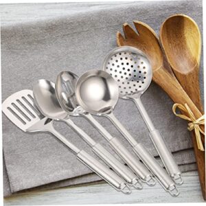 YARNOW 2 Sets Stainless steel kitchenware spatula stainless steel egg cookers slotted spoon ash can for fireplace kitchen cooking tool egg spatula double line Cutlery Set