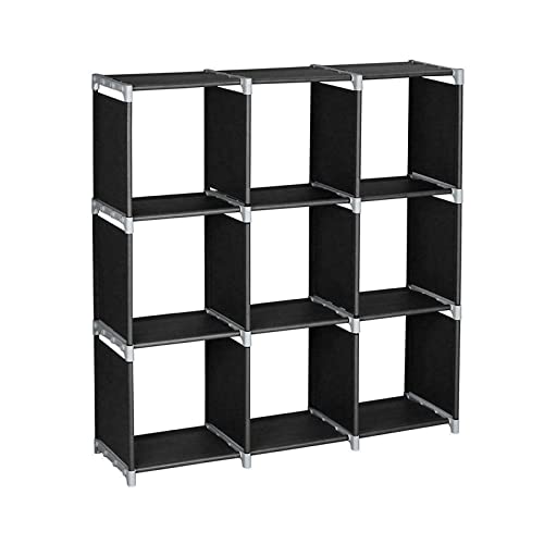 AMAIR 3 Tier Storage Cube Closet Organizer Shelf 9 Cube Cabinet Bookcase Storage Black GPJJPUS