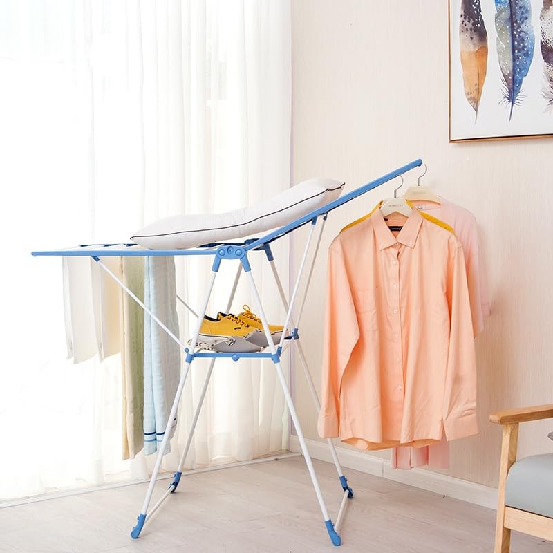 SUMECH Storage Drying Rack Foldable Laundry Clothes Wing-Shape Airer Portable Dryer Hanger Organizer Pole Indoor Outdoor Balcony