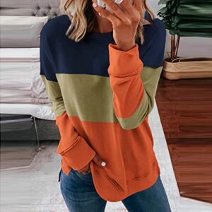 Handyulong Sweatshirts for Women, Womens Casual Long Sleeve Crewneck Sweatshirt Striped Printed Loose Pullover Tops Shirts