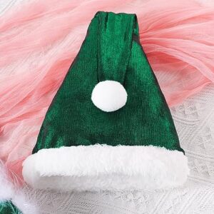 Baby Girl Christmas Dress Sleeveless Mesh Tulle Ruched Fluff Trim Bowknot Sweet with Santa Hat Princess Fall Winter (Green, 1-2 Years)