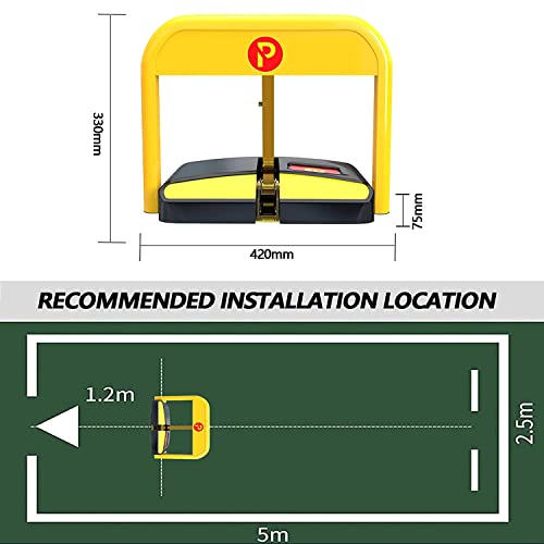 Remote Control Parking Lock, Automatic Barrier Alarmed Carport Tool Electric Parking Barrier, Mini Security Post for Driveways Carports, Parking Space Lock Folding Parking Barrier