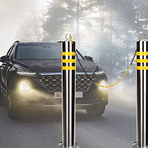 Car Parking Space Lock Bollard,2 Parking Yellow and Balck Lockable Down Car Parking Barrier Post,Private Car Park Driveway Guard Saver Blocker,76×800mm