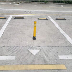 Parking Bollards with Lock, Parking Barrier Space Saver, Metal Sign Posts Steel Safety Bollard Traffic Pole(Size:500x76mm) (750x76mm)