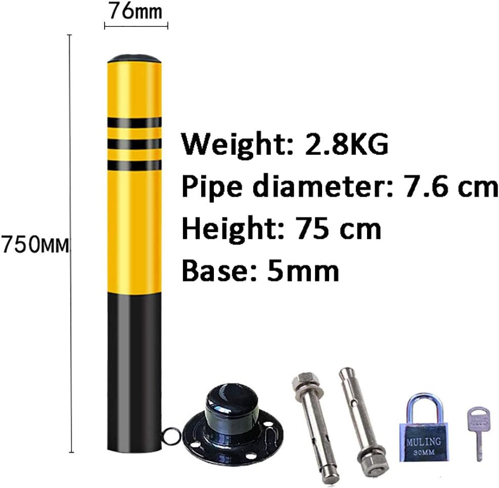 Parking Bollards with Lock, Parking Barrier Space Saver, Metal Sign Posts Steel Safety Bollard Traffic Pole(Size:500x76mm) (750x76mm)