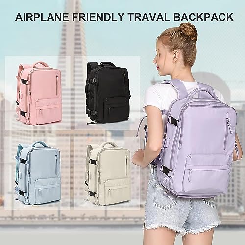 GZKPL Laptop Backpack, Travel Backpack Waterproof College Backpack Hiking Backpack with USB Charging Port for Men and Women, School, Business (Purple)
