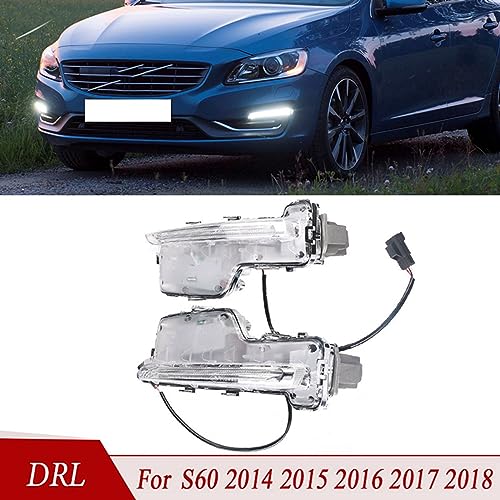 WOZIES 1Pair For Volvo S60 2014-2018 DRL Front Fog Light Daytime Running Lights Corner Lamp 31434567 31434568