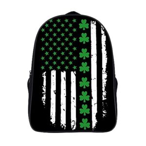 St. Patrick's Day Irish American Flag 16 Inch Backpack Lightweight Back Pack with Handle and 2 Compartments Daypack Funny Prints Design Laptop Bag