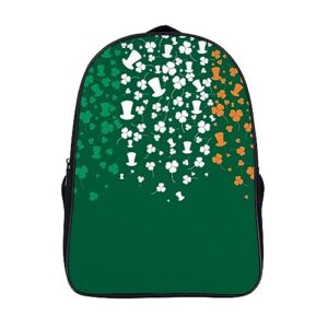 st patricks day ireland flag 16 inch backpack lightweight back pack with handle and 2 compartments daypack funny prints design laptop bag