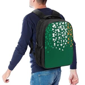 St Patricks Day Ireland Flag 16 Inch Backpack Lightweight Back Pack with Handle and 2 Compartments Daypack Funny Prints Design Laptop Bag