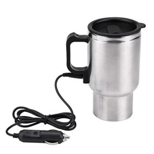 aynefy car water heater,travel tea kettle car coffee mug 12v 450ml electric in car stainless steel travel heating cup for heating water coffee milk and tea