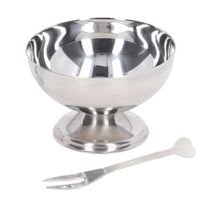 stainless steel ice cream bowl with fork, dessert bowls serving bowl for pudding, dessert, sundae, ice cream, salad, pudding (250ml)