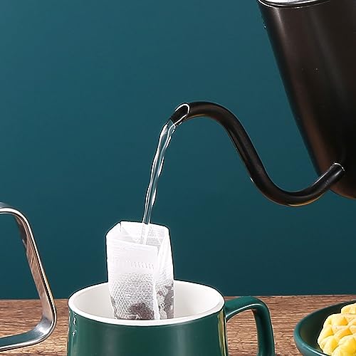 Long Mouth Coffee Kettle,Household Stainless Steel Gooseneck Narrow Spout Coffee Kettle Tea Kettle Long Spout Kettle Coffee Kettle for Home Dessert Shop Cafe Office (Black 600ml)