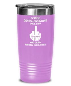 dental assistant rude 20 oz 30 oz insulated tumbler fuck off adult dirty humor, gift for coworker leaving curse word middle finger cup swearing