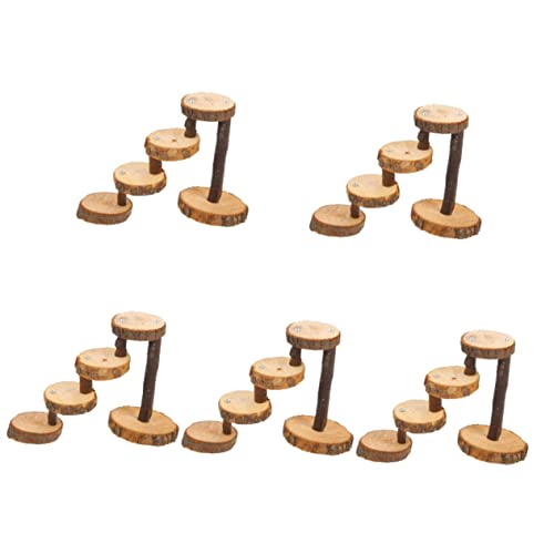 Toddmomy 5 Sets Hamster Wooden Stairs Bird Accessories Squirrel Jumping Board Delicate Springboard pet Jumping Ladder Birds cage Bird cage Stand Alloy Landscaping Supplies Round to Rotate