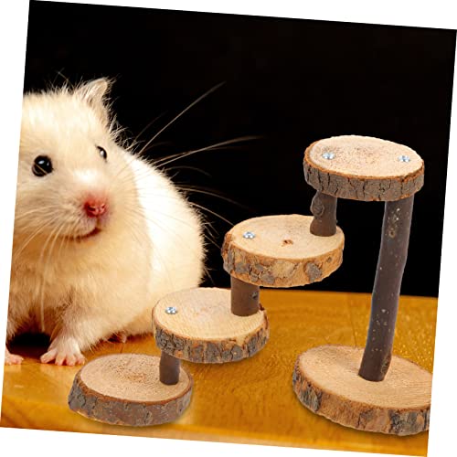 Toddmomy 5 Sets Hamster Wooden Stairs Bird Accessories Squirrel Jumping Board Delicate Springboard pet Jumping Ladder Birds cage Bird cage Stand Alloy Landscaping Supplies Round to Rotate