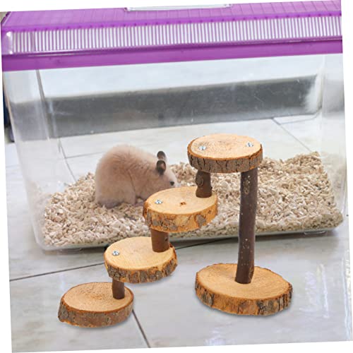 Toddmomy 5 Sets Hamster Wooden Stairs Bird Accessories Squirrel Jumping Board Delicate Springboard pet Jumping Ladder Birds cage Bird cage Stand Alloy Landscaping Supplies Round to Rotate