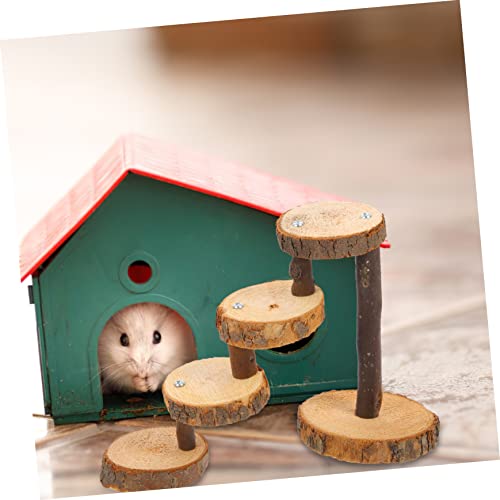 Toddmomy 5 Sets Hamster Wooden Stairs Bird Accessories Squirrel Jumping Board Delicate Springboard pet Jumping Ladder Birds cage Bird cage Stand Alloy Landscaping Supplies Round to Rotate