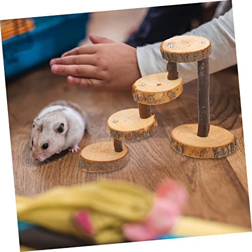 Toddmomy 5 Sets Hamster Wooden Stairs Bird Accessories Squirrel Jumping Board Delicate Springboard pet Jumping Ladder Birds cage Bird cage Stand Alloy Landscaping Supplies Round to Rotate