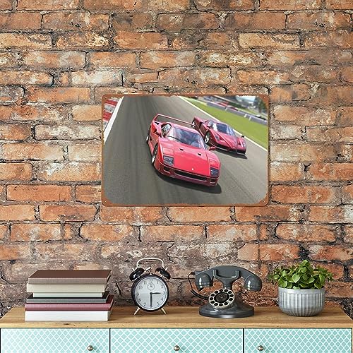 Ferrari F40 '92 Metal Tin Sign Vintage Wall Art Decoration Living Room Bathroom Kitchen Game Poster Decor 8 * 12 Inches